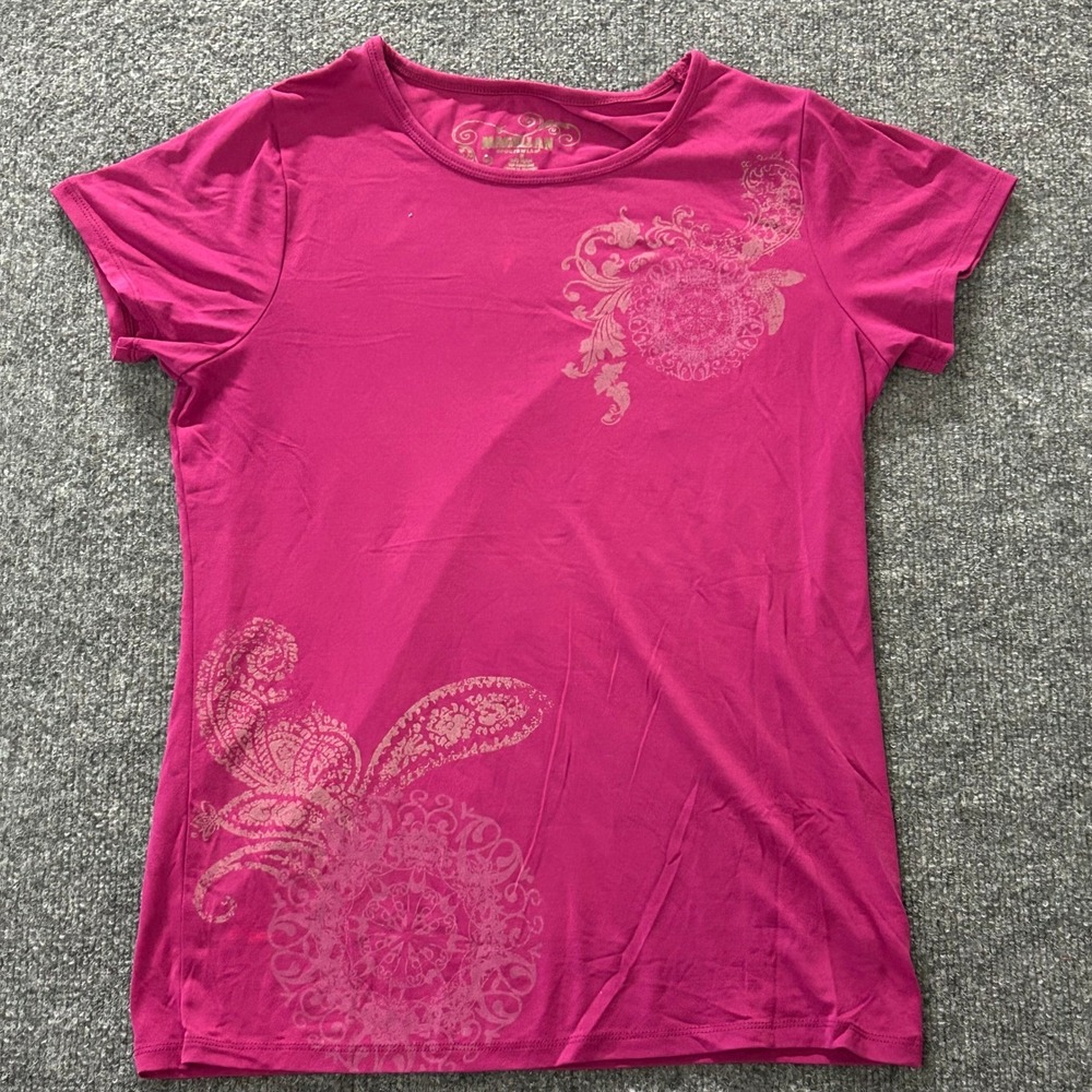 Magellan T-Shirt Womens Size M Pink Paisley Mandala Viscose Active Short Sleeve